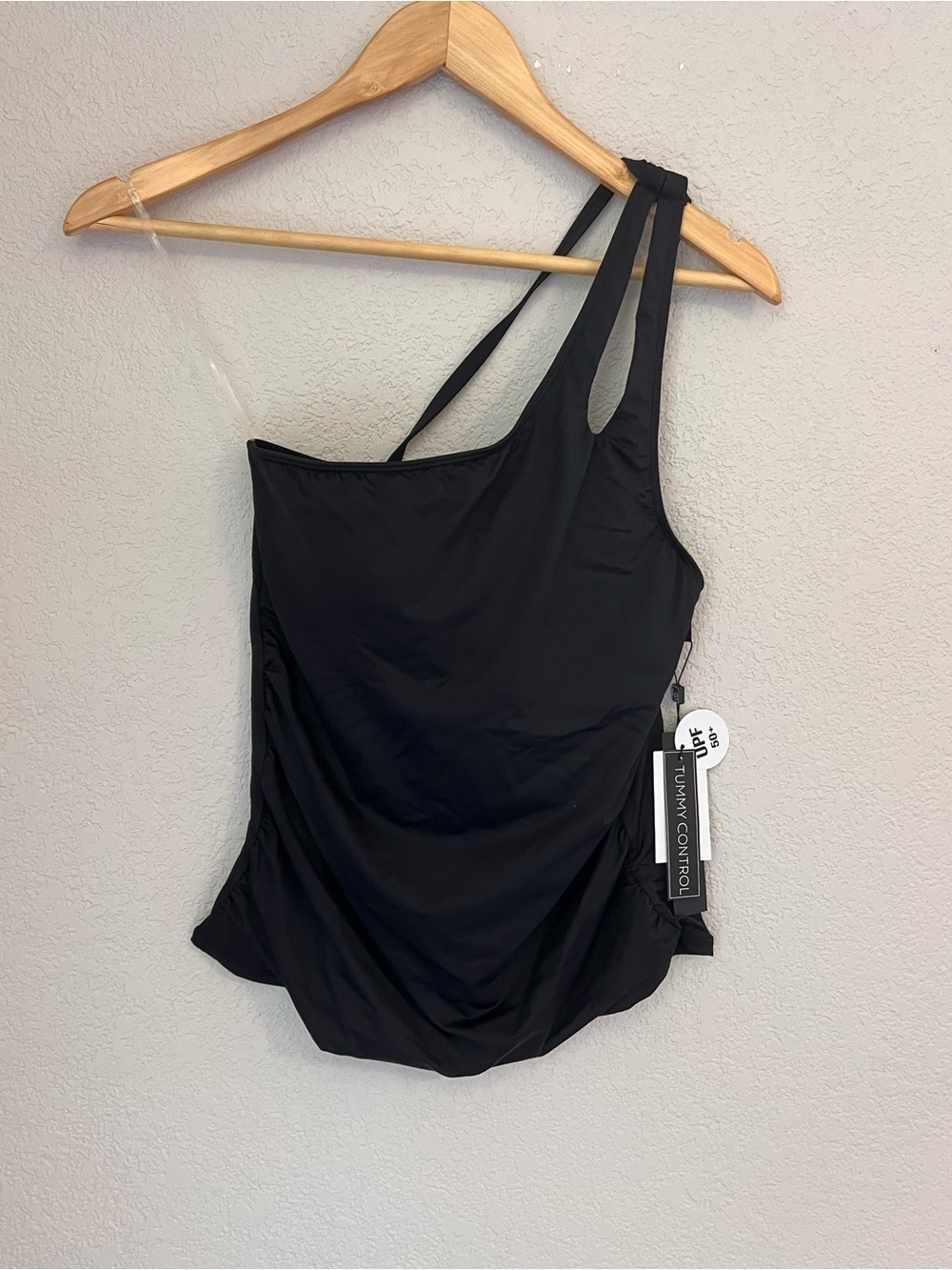 La Blanca Black Asymmetric One-Shoulder Swim Camisole